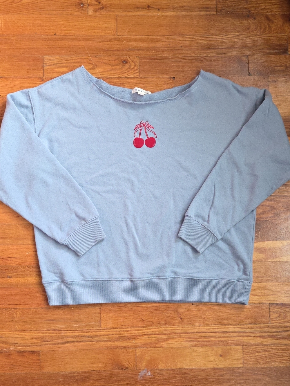 Aeropostale Light Blue Cherry-Embroidered Women's Sweatshirt